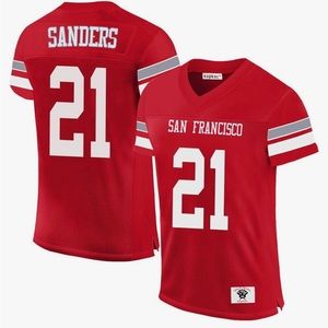 San Francisco Sanders 21 Football Stitched Jerseys Scarlet. SZ S, NWOT